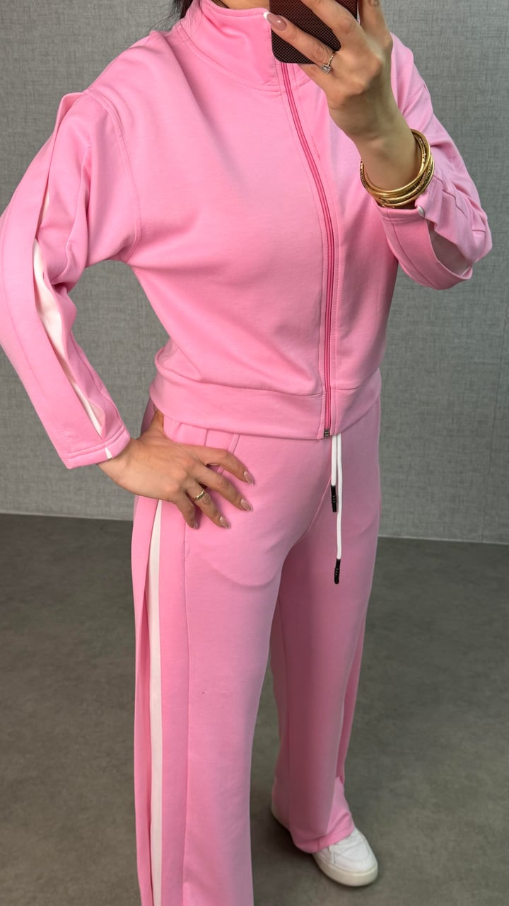 Miami Pembe Kenar Detay İkili Takım