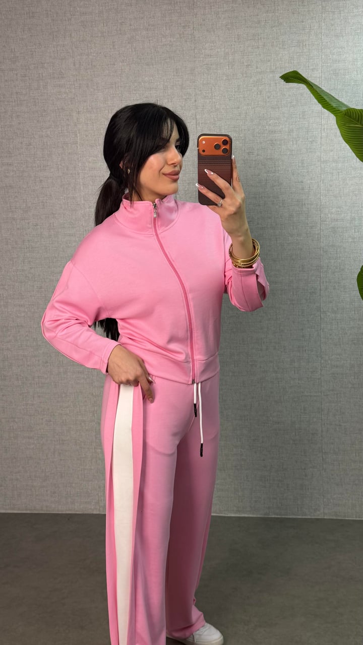 Miami Pembe Kenar Detay İkili Takım