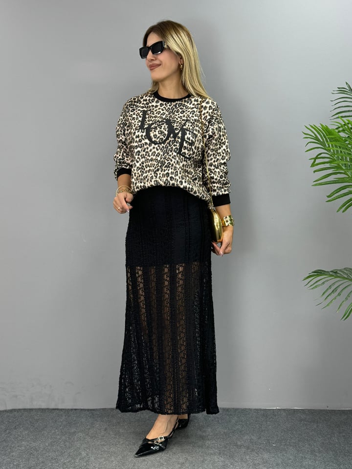 Mika Siyah Dantelli Maxi Boy Etek