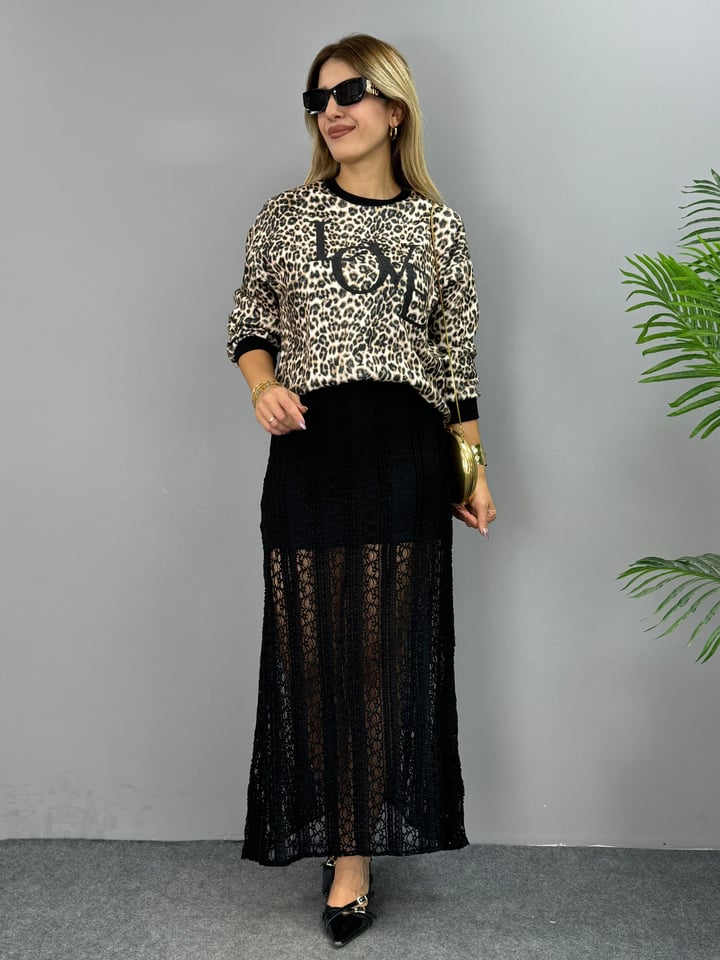 Mika Siyah Dantelli Maxi Boy Etek