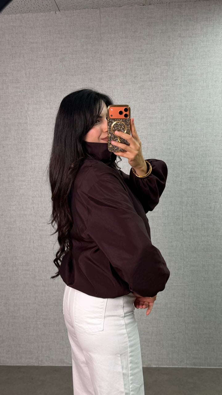 Mirella Bordo Premium Dökümlü Çıt Çıtlı Bomber Ceket