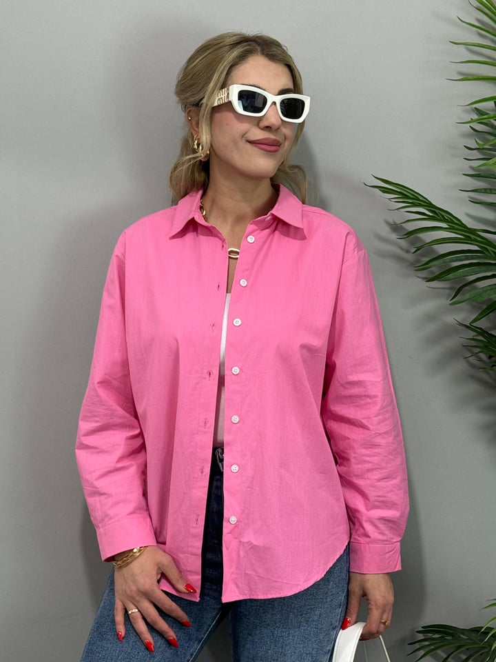 Nia Pembe Düğme Detaylı Gömlek