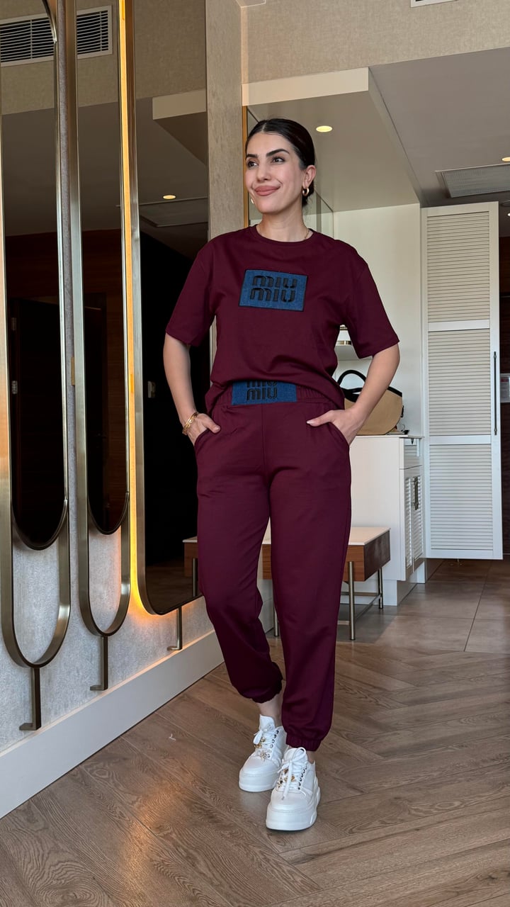 Nicy Bordo Baskılı İkili Takım