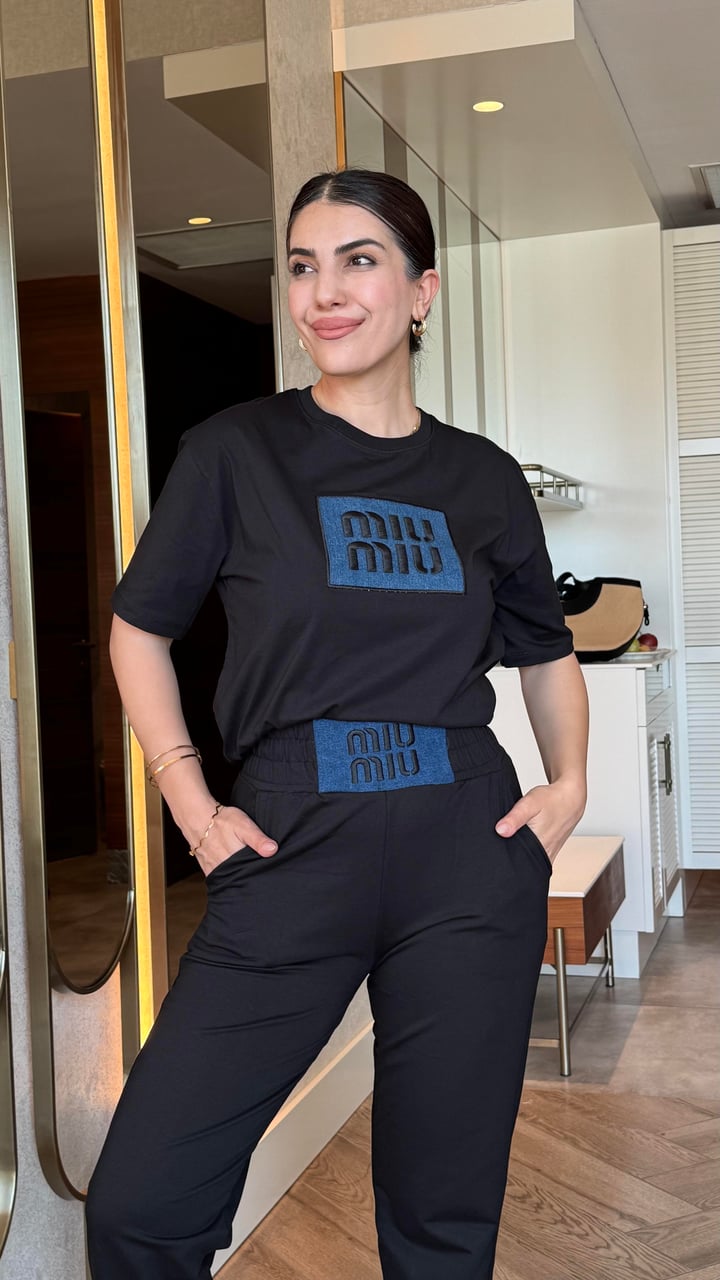 Nicy Siyah Baskılı İkili Takım