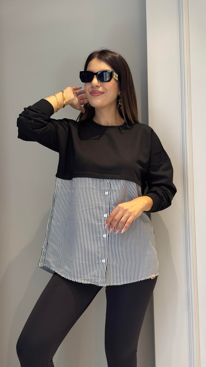 Nish Siyah Gömlekli Sweat