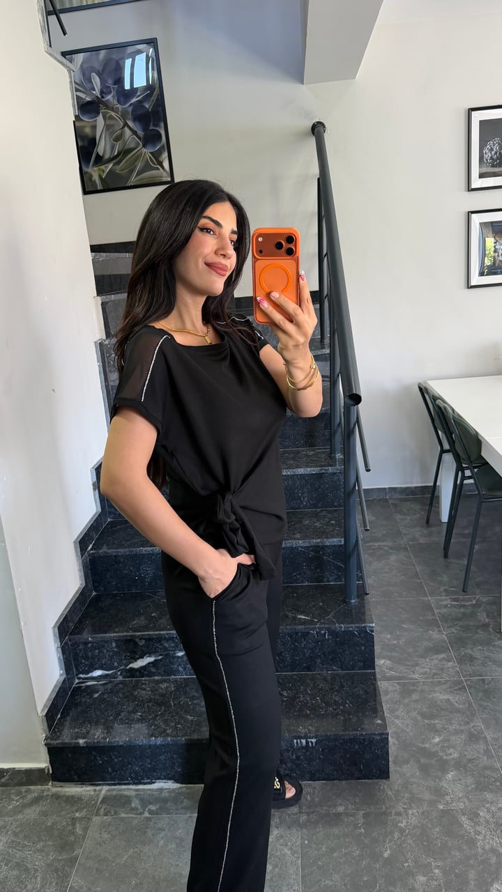 Nish Siyah Tül Taş Detaylı İkili Takım