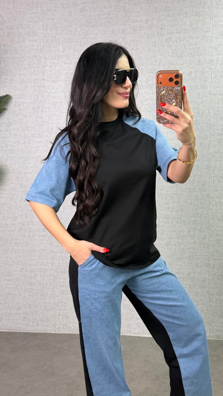 Nova Siyah Tasarım Jean İkili Takım