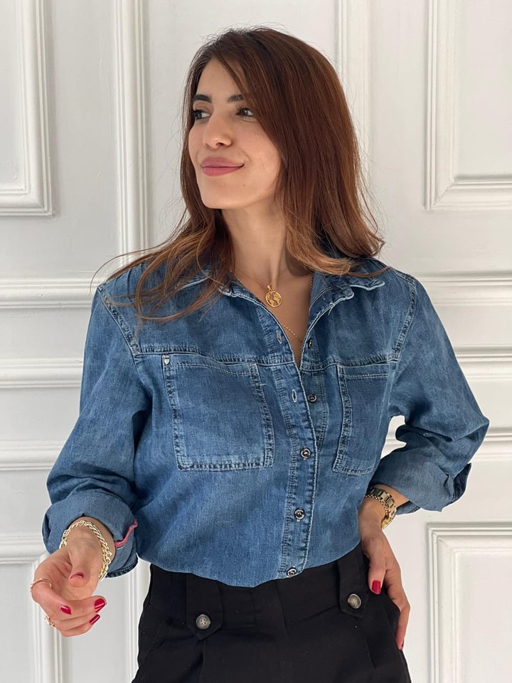 ODENSA ÇİFT ÇEP DENİM GÖMLEK