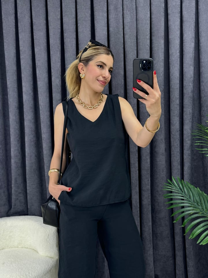 Orgis Siyah Tensel Dokuma 2'li takım