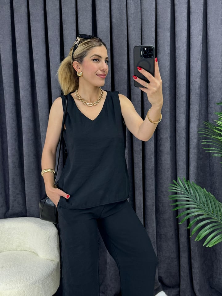 Orgis Siyah Tensel Dokuma 2'li takım