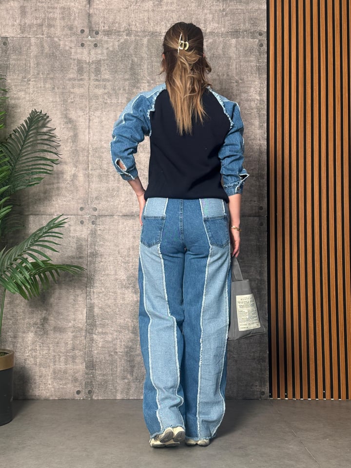 Patch Denim Tasarım İkili Takım