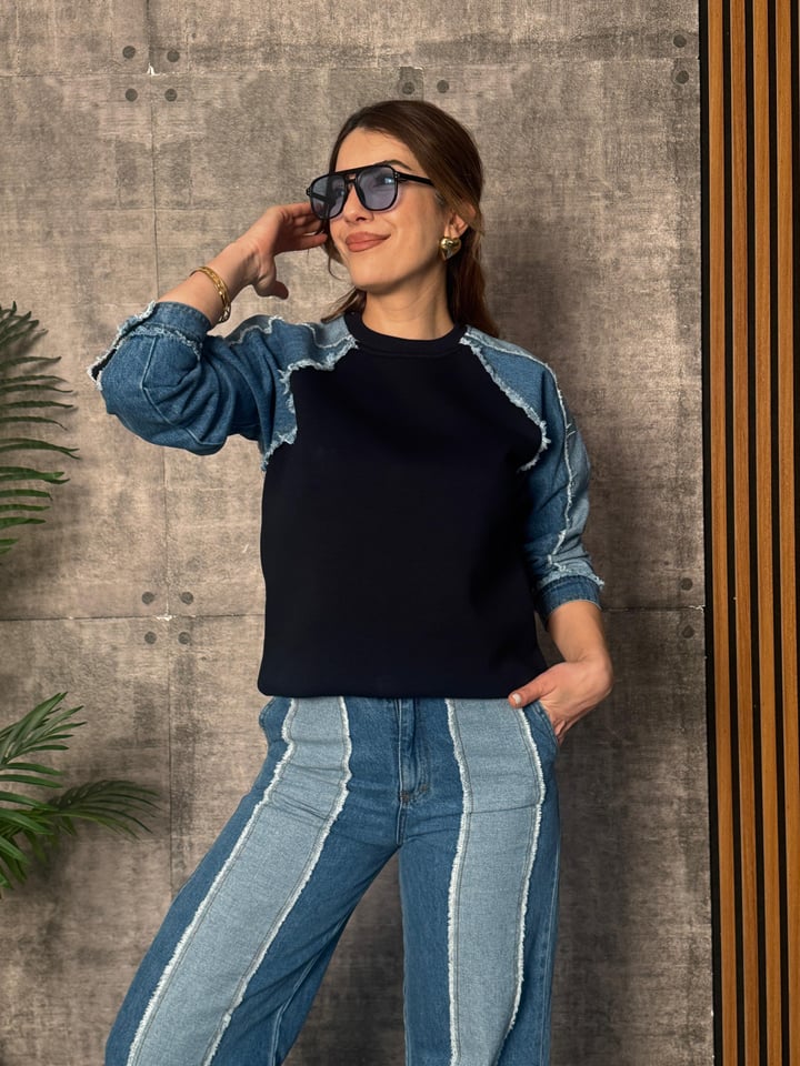 Patch Denim Tasarım İkili Takım