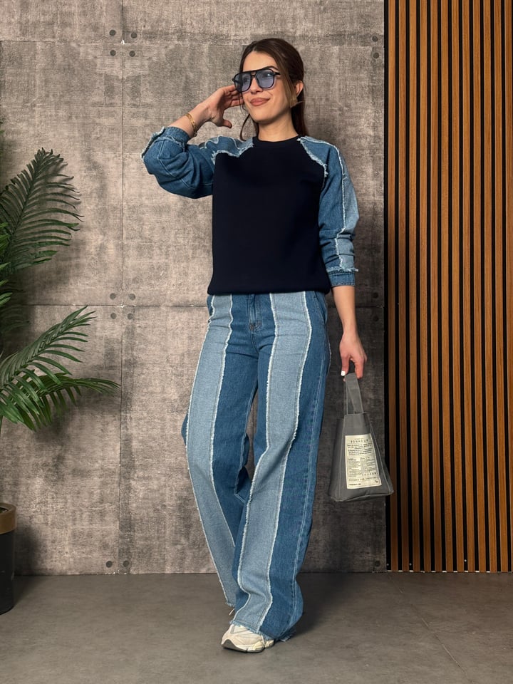 Patch Denim Tasarım İkili Takım