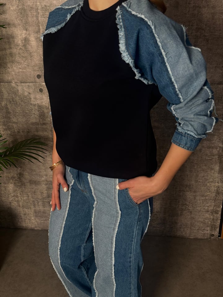 Patch Denim Tasarım İkili Takım