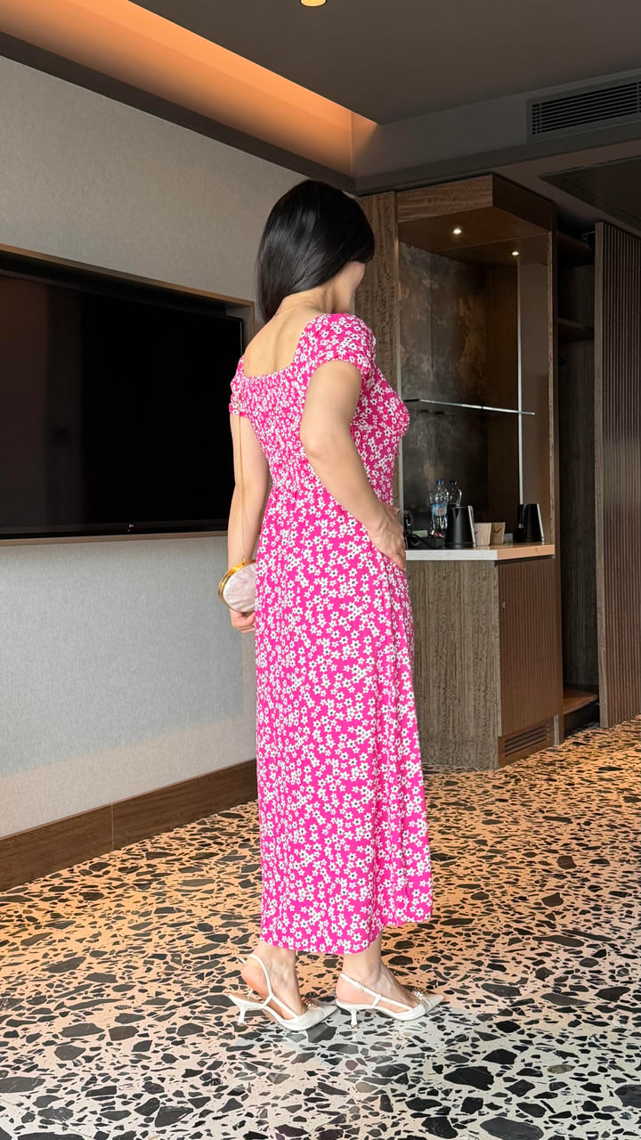 Penna Pembe Çiçek Desenli Elbise
