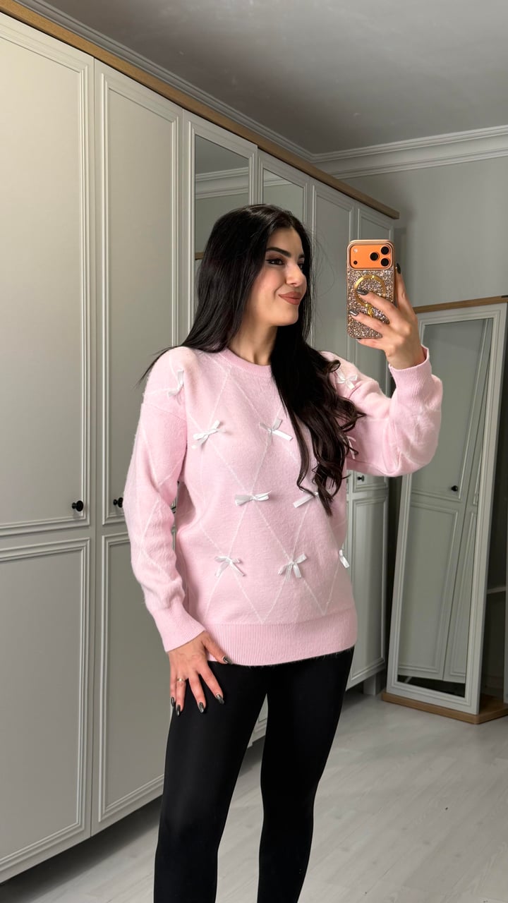 Pino Pembe Fiyonklu Triko Kazak