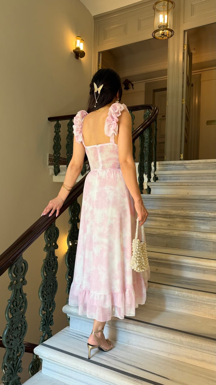 Princess Pembe Tasarım Premium Elbise