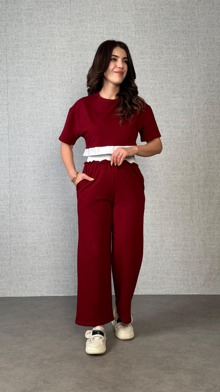 Pure Bordo Parçalı İkili Takım