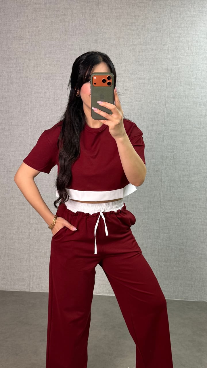 Pure Bordo Parçalı İkili Takım