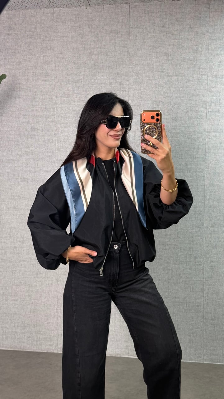 Reda Siyah Premium Şallı Bomber Ceket