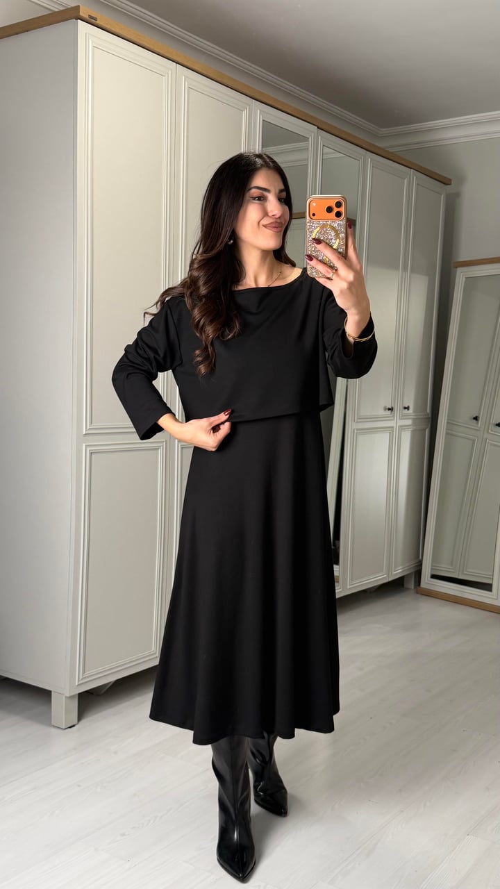 Renna Siyah Bluz Elbise Takım