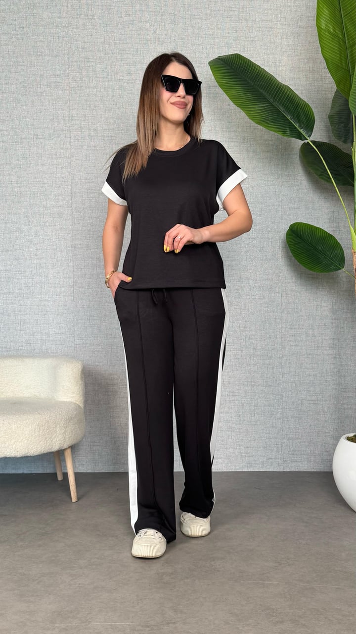 Ress Siyah Şeritli İkili Takım
