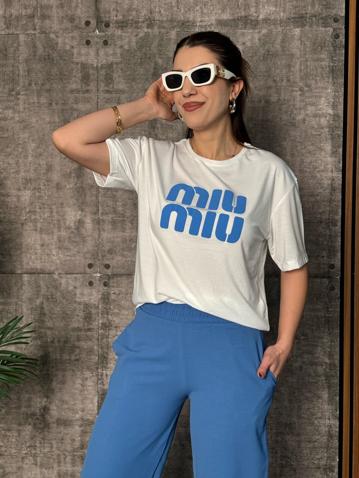 Reveal Mavi Baskılı İkili Takım