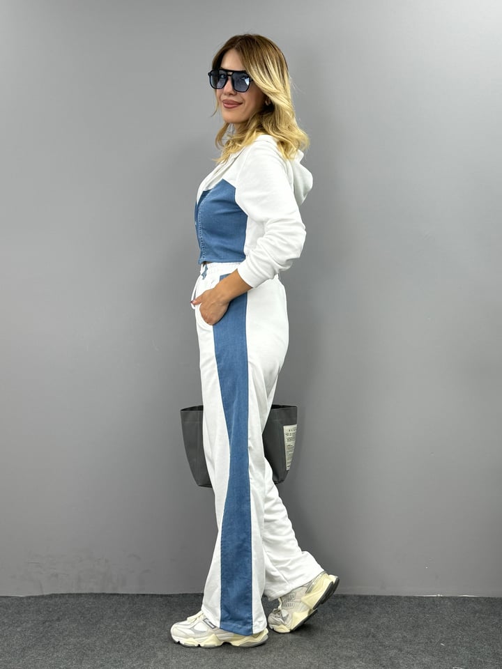 Rey Beyaz Tasarım Denim Detay 2'Lİ Takım