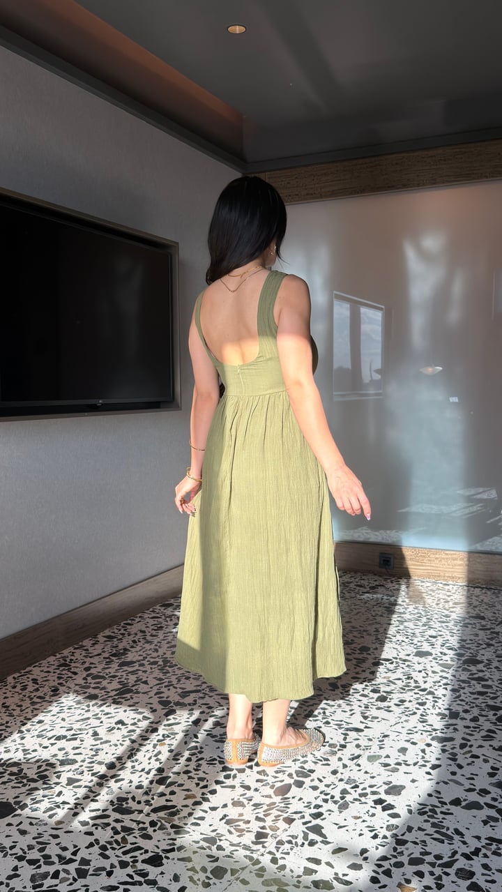 Rinna Yeşil Bürümcük Elbise