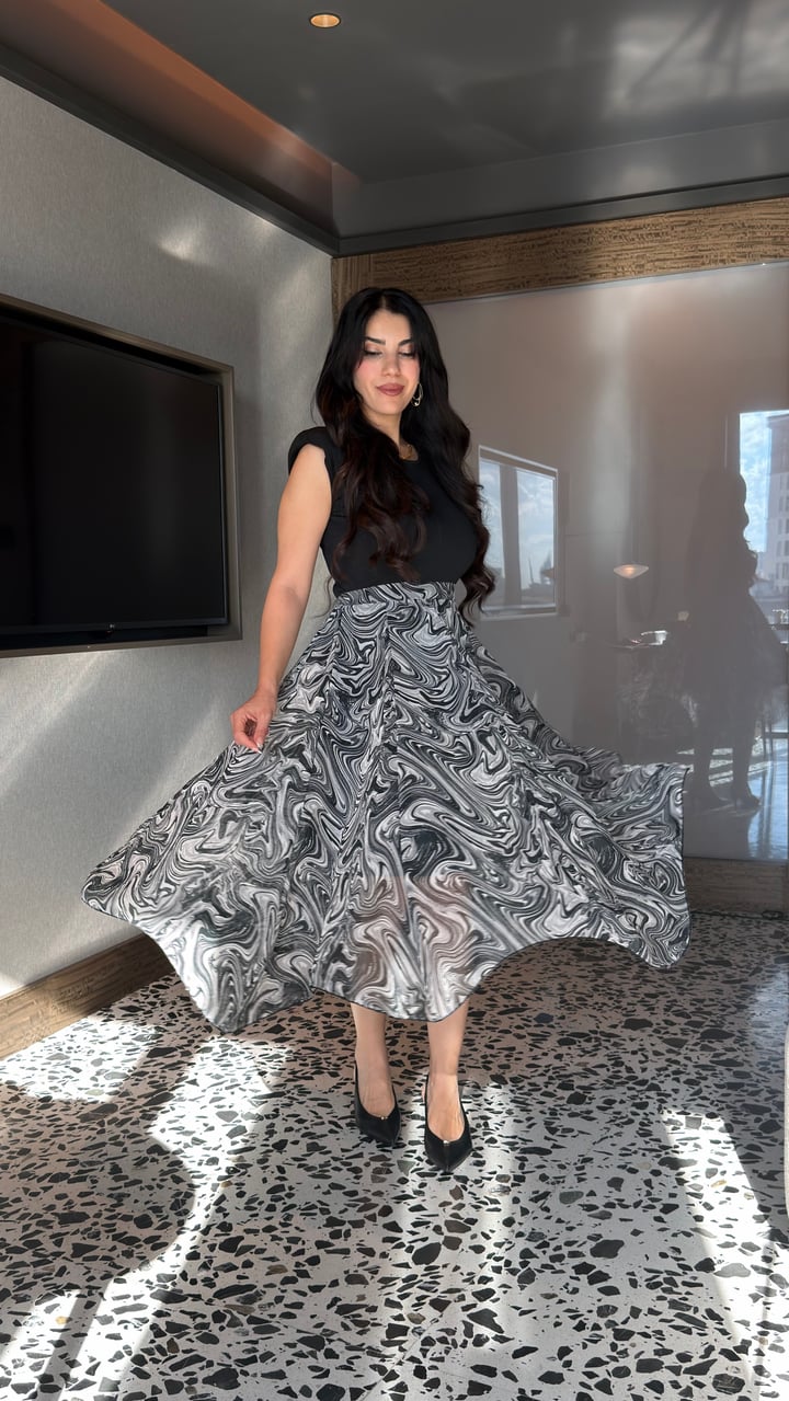 Rion Siyah Parçalı Sandy Şifon Elbise