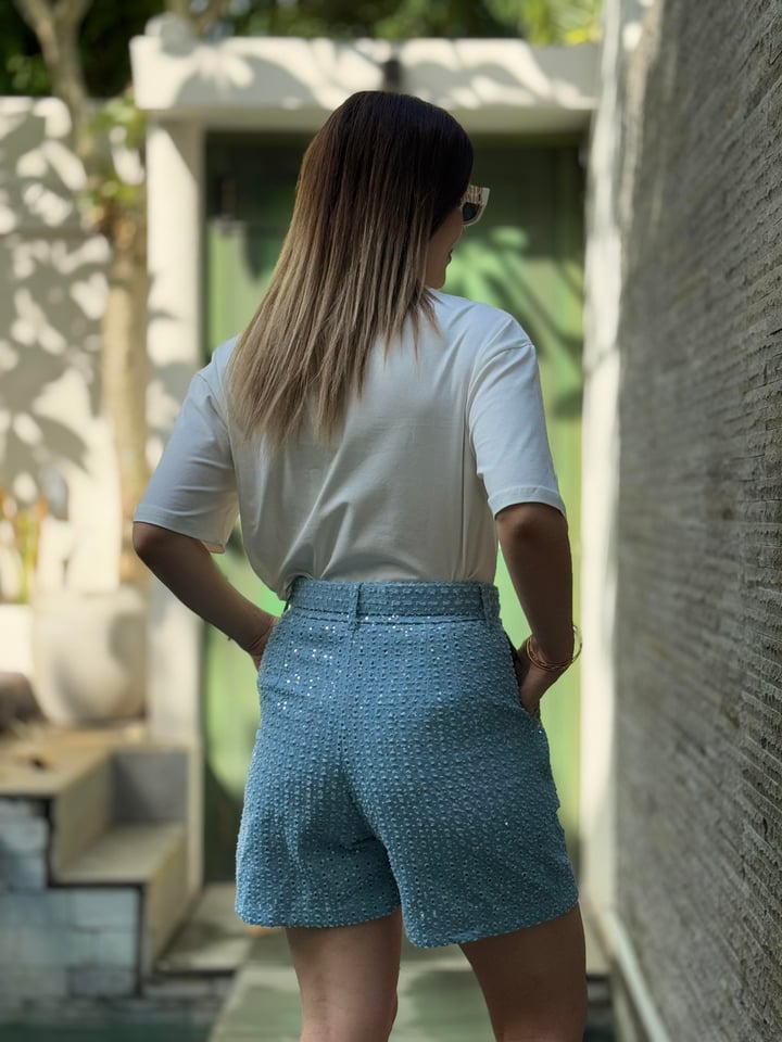 Rise Mavi Tasarım Pullu Şort Takım