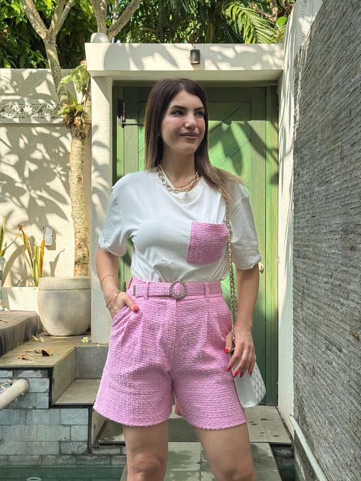 Rise Pembe Tasarım Pullu Şort Takım