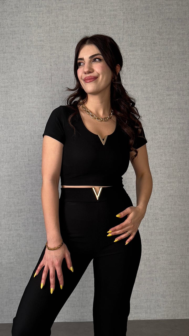 Rita Siyah Gold Tokalı İkili Takım