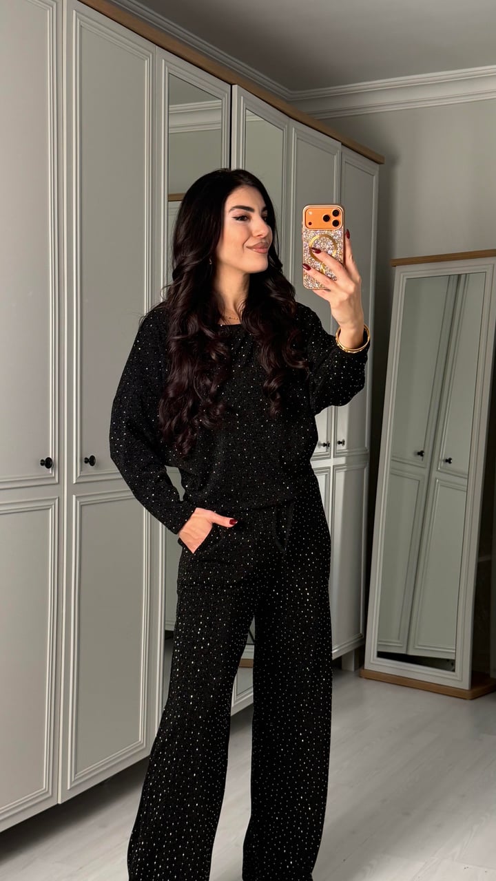Rodica Siyah Taşlı İkili Takım