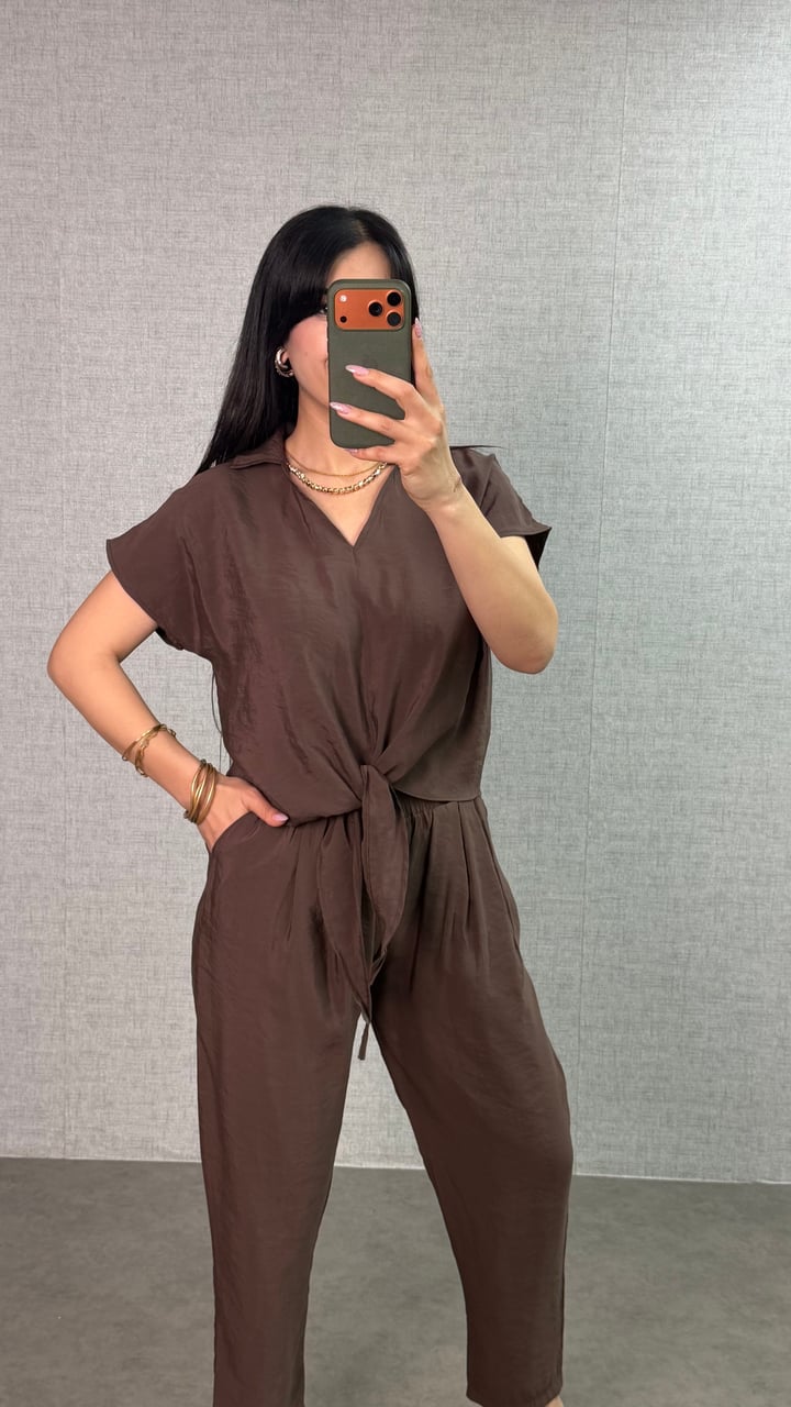 Ronna Kahverengi Bağlamalı Tensel İkili Takım