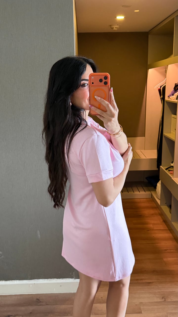 Ruen Pembe Polo Yaka Elbise