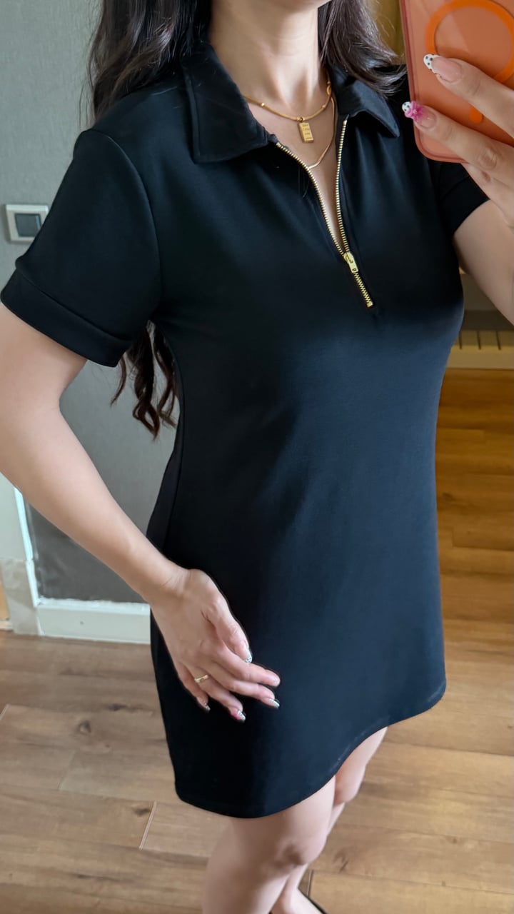 Ruen Siyah Polo Yaka Elbise