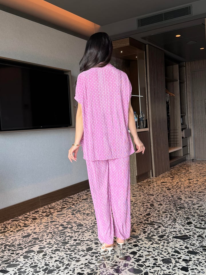 Runn Pembe Puantiyeli Krinkıl İkili Takım