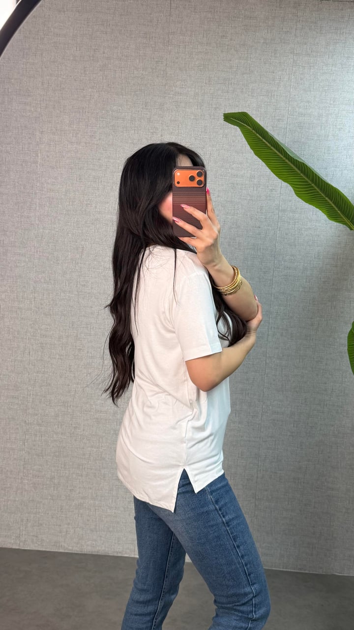 Same Beyaz Bisiklet Yaka Basic Tişört