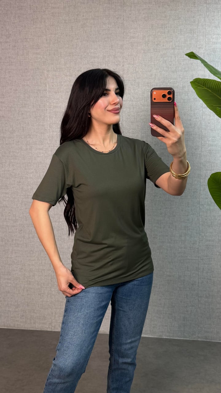 Same Haki Yeşil Bisiklet Yaka Basic Tişört