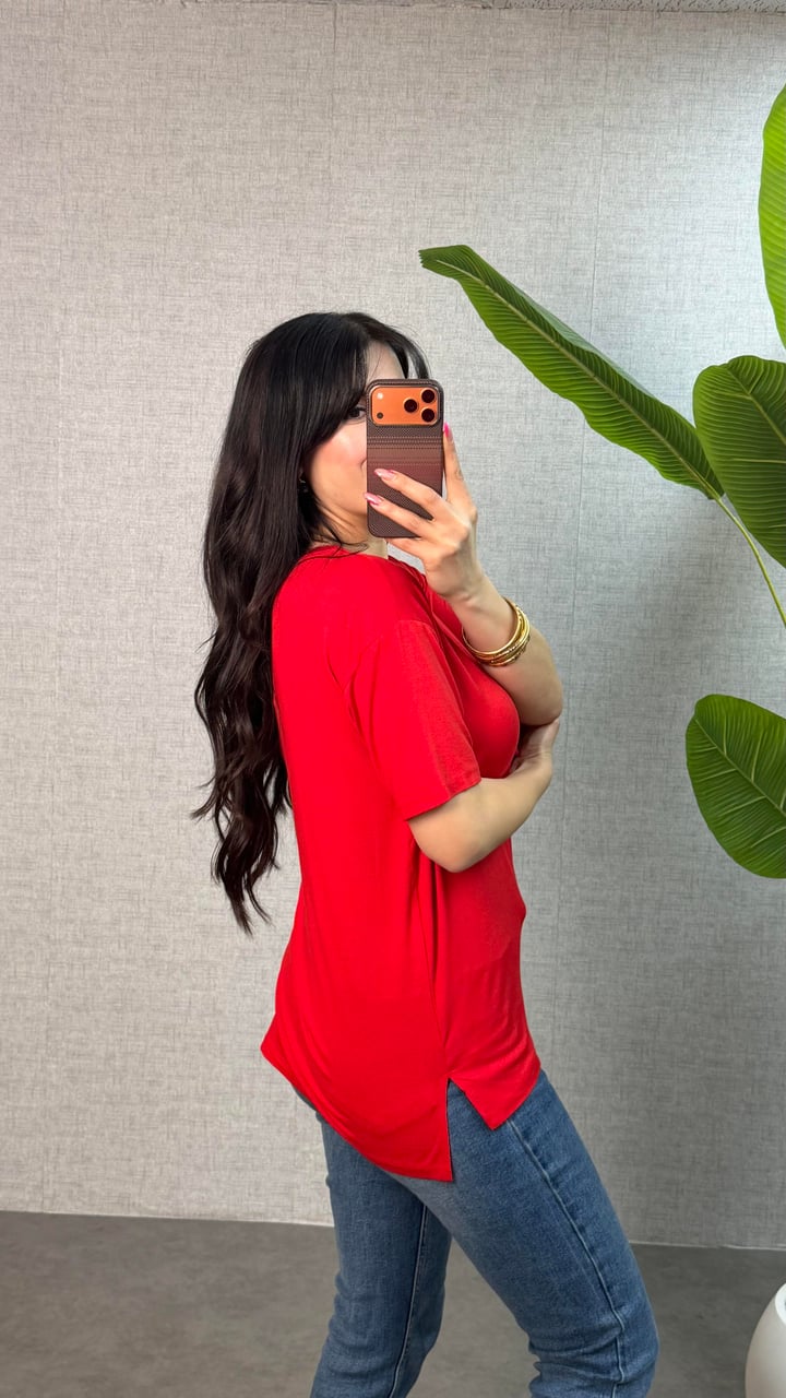 Same Kırmızı Bisiklet Yaka Basic Tişört