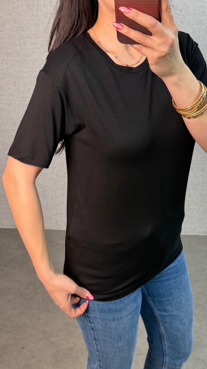 Same Siyah Bisiklet Yaka Basic Tişört