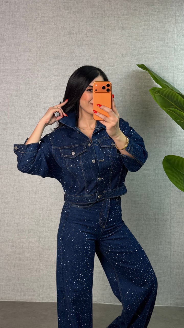 Samira Taşlı Denim İkili Takım