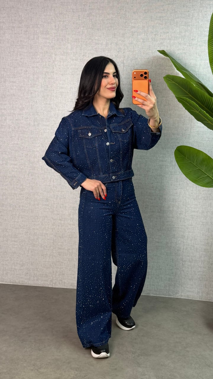 Samira Taşlı Denim İkili Takım