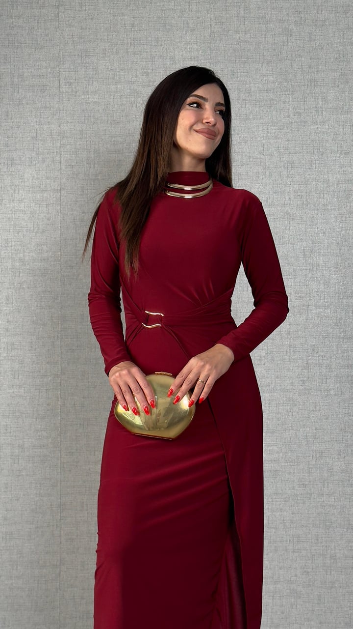 Sandre Bordo Tokalı Sandy Elbise