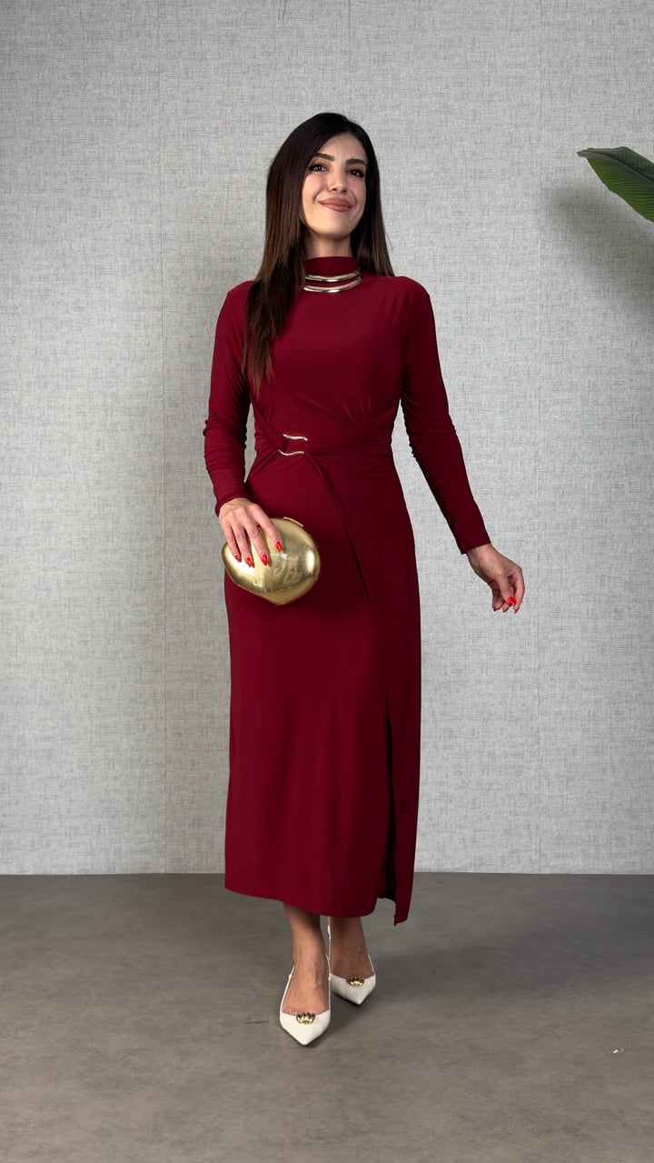Sandre Bordo Tokalı Sandy Elbise