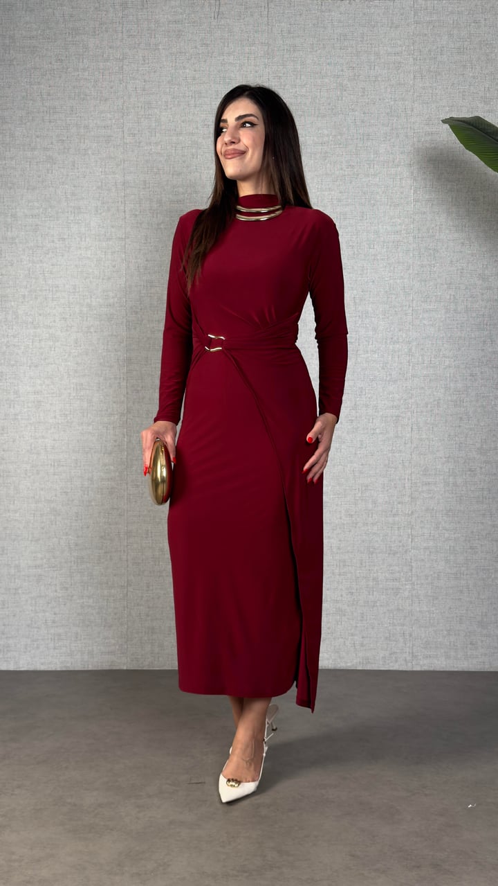 Sandre Bordo Tokalı Sandy Elbise