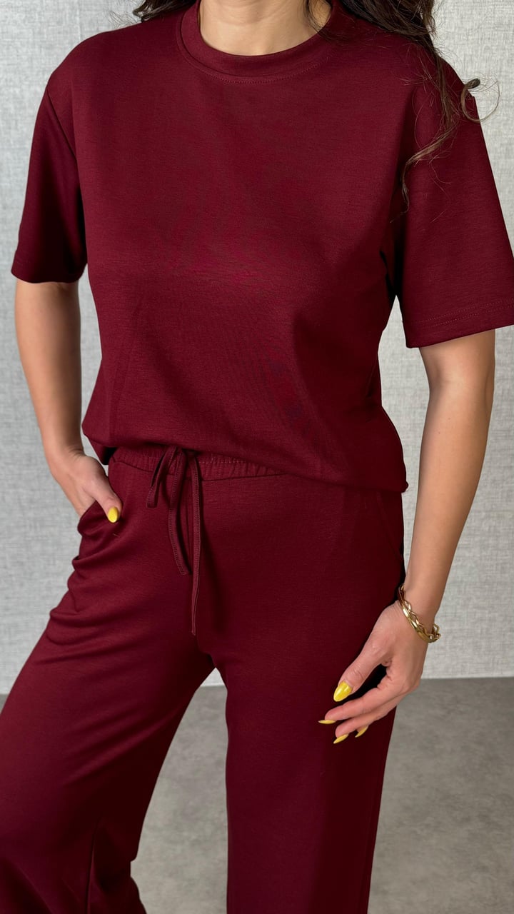 Sies Bordo Modal Basic İkili Takım