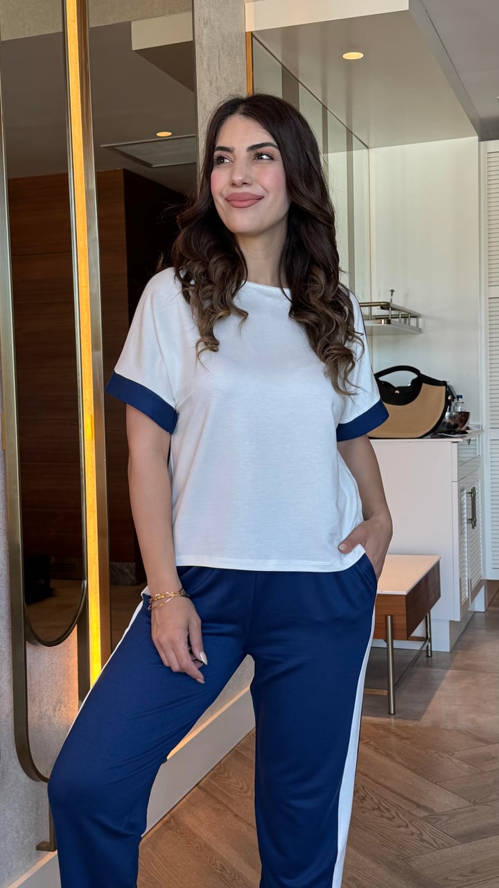 Soes Mavi Şeritli Modal İkili Takım
