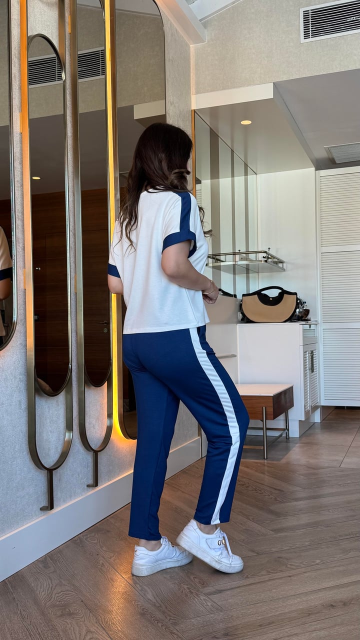 Soes Mavi Şeritli Modal İkili Takım
